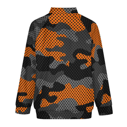 Camo Shirt | Raglan Zip-up | Orange and Black Pixel