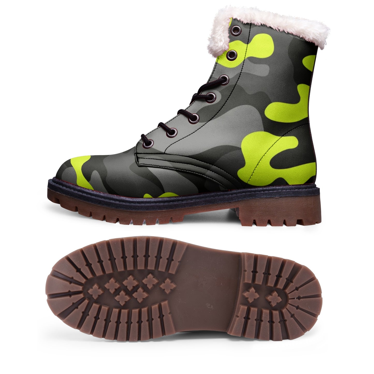 Snow Camo Boots | Black, Gray, and Yellow Camouflage