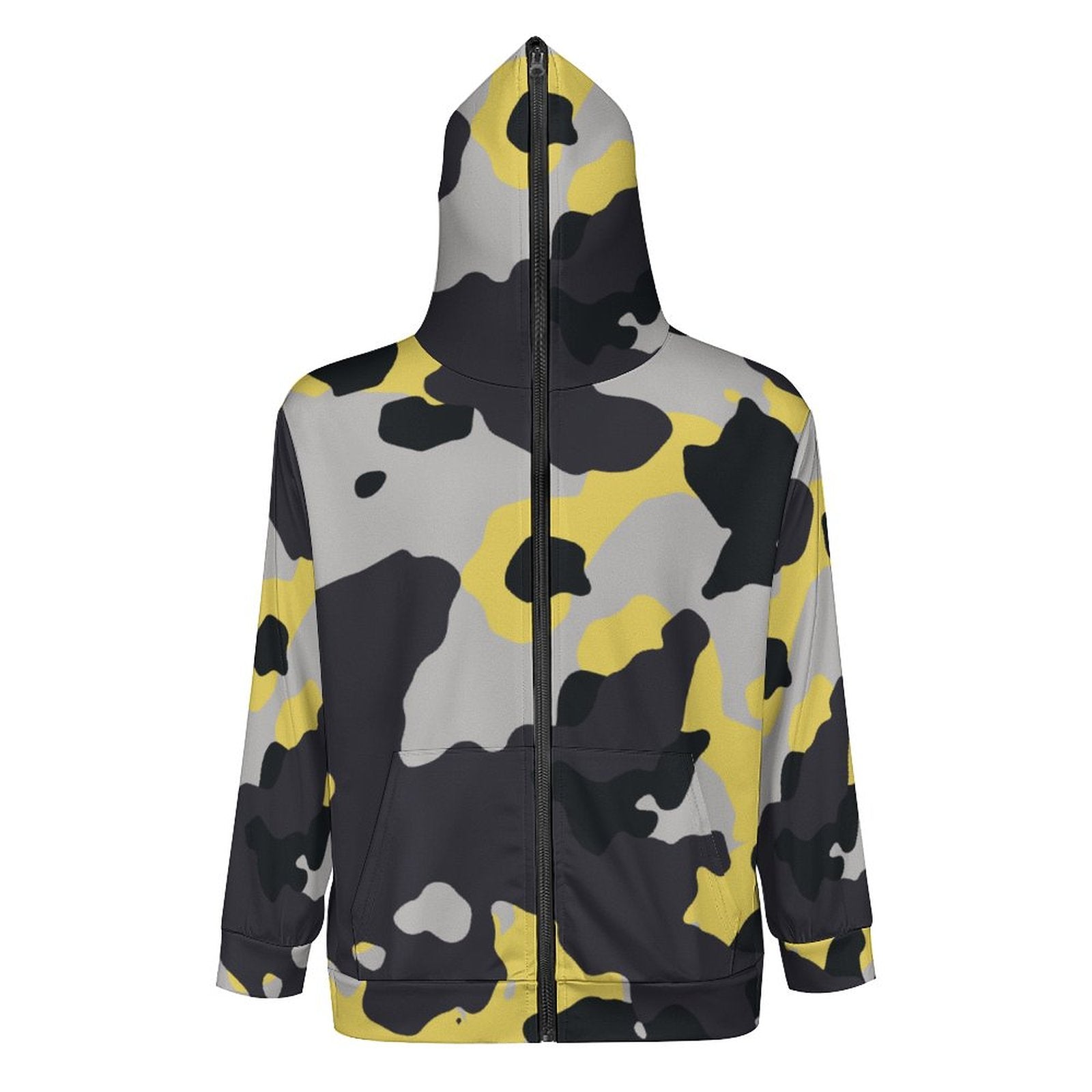 Zip Camo Hoodie | Yellow, Black & Silver Camouflage