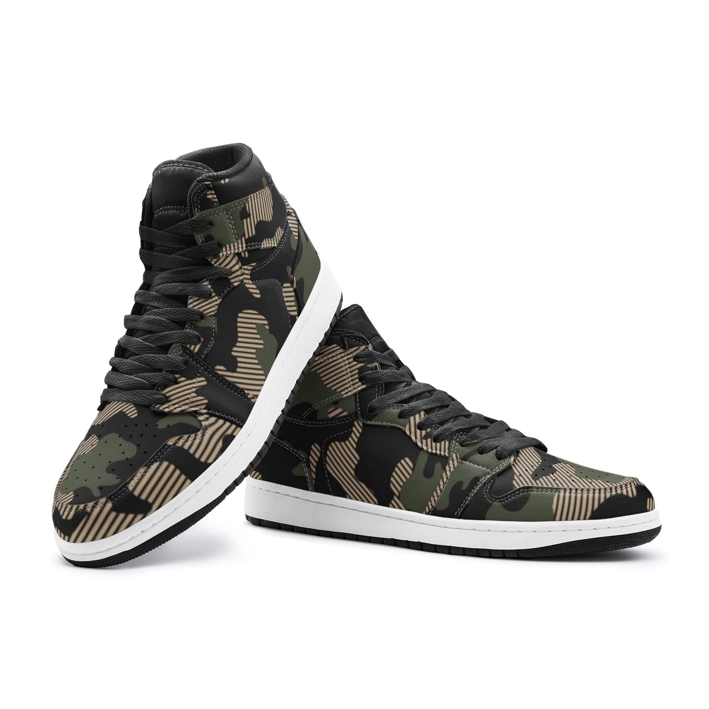 Military Green Camo Sneakers | High Top Leather