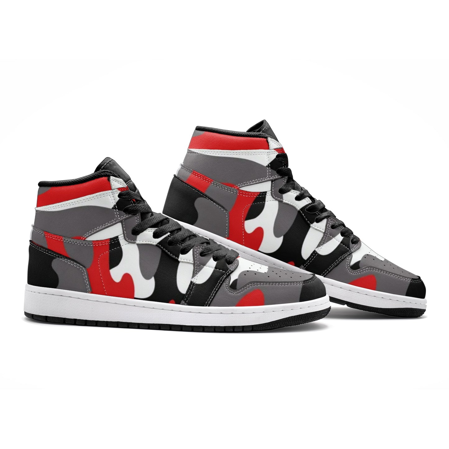 Camo Sneakers | High-Top | Red, Black & White Camouflage