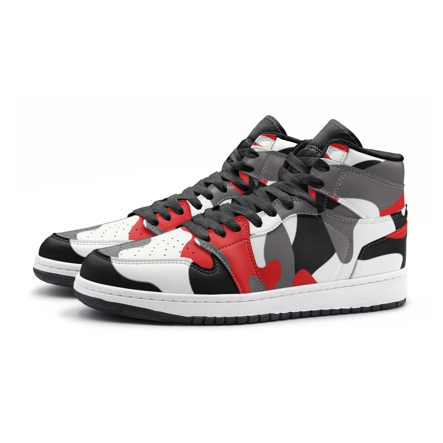 Camo Sneakers | High-Top | Red, Black & White Camouflage