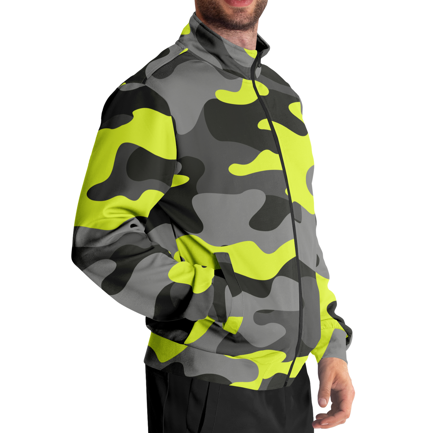 Camo Track Jacket | Black, Gray & Yellow Camouflage