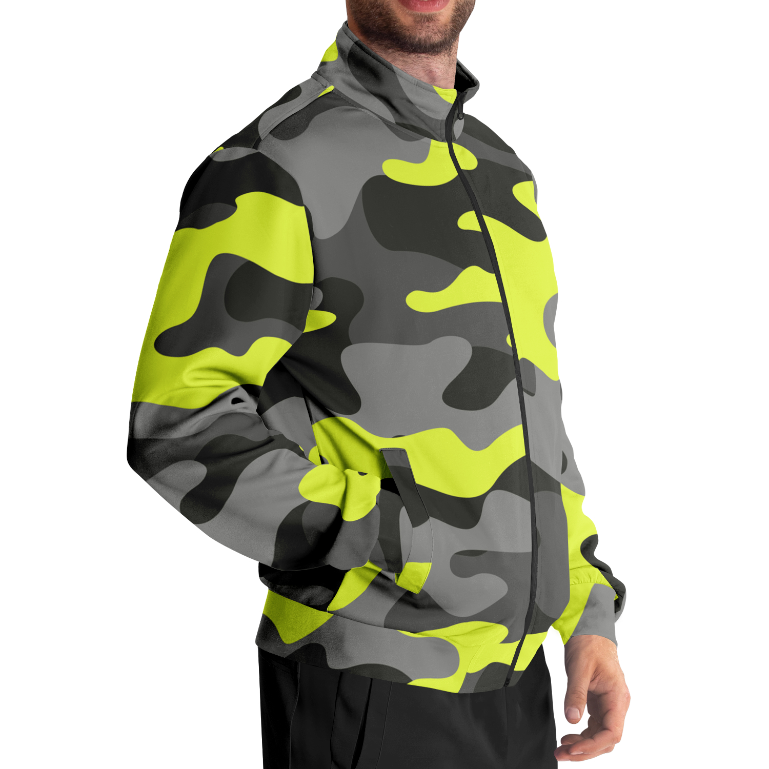 Camo Track Jacket | Black, Gray & Yellow Camouflage