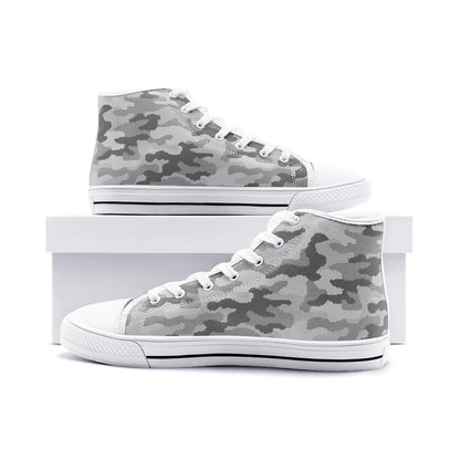 Camo Shoes | High Top Canvas | Gray Digital Camouflage