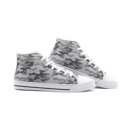 Camo Shoes | High Top Canvas | Gray Digital Camouflage