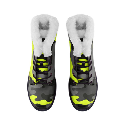 Snow Camo Boots | Black, Gray, and Yellow Camouflage