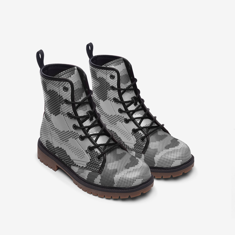 Camo Boots | Leather Camouflage in Digital Gray