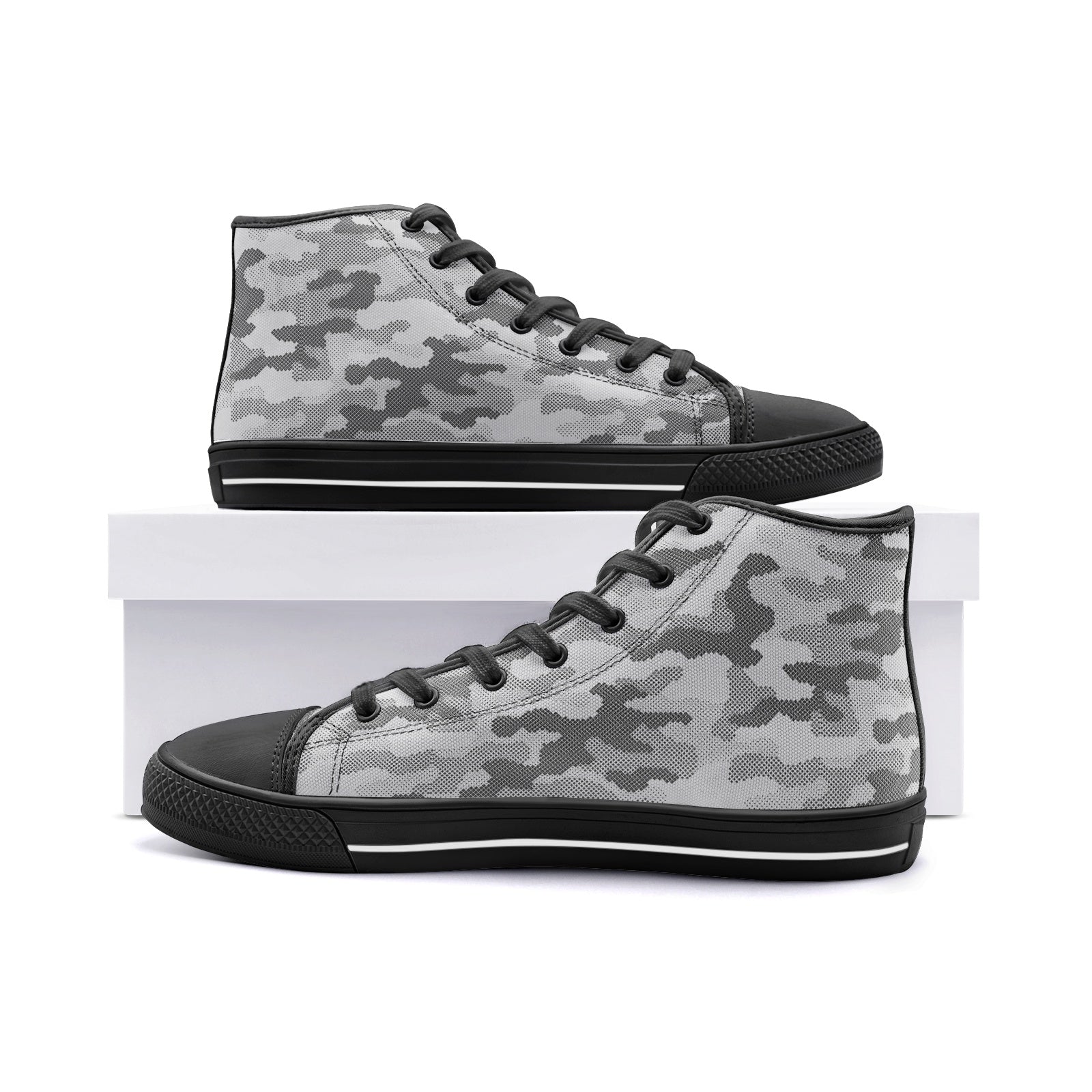 Camo Shoes | High Top Canvas | Gray Digital Camouflage