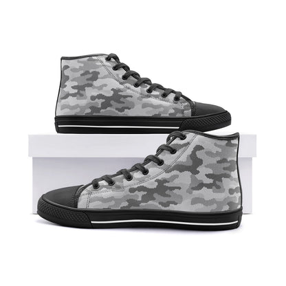 Camo Shoes | High Top Canvas | Gray Digital Camouflage