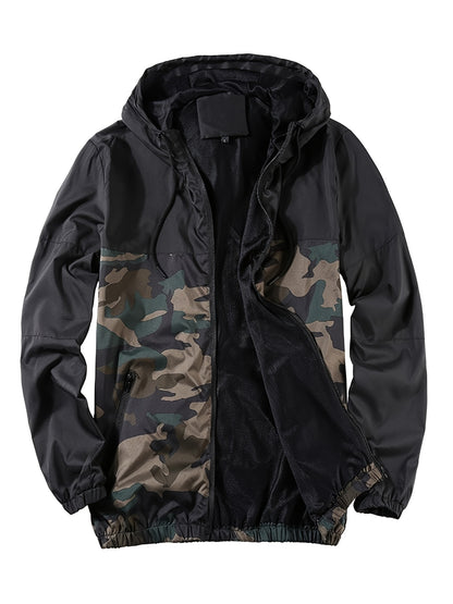 Camouflage Pattern Hooded Jacket for Men | Loose Fit