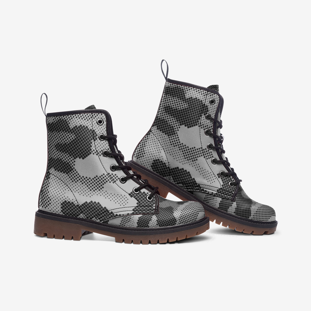 Camo Boots | Leather Camouflage in Digital Gray