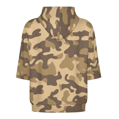 Short Sleeve Hoodie | Khaki Camouflage