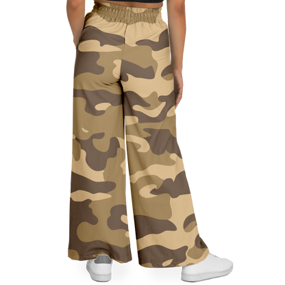 Camo Wide Leg Pants | Khaki Camouflage