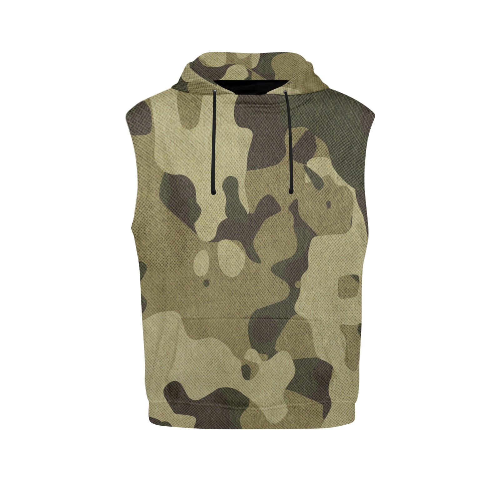 Sleeveless Hoodie For women | Green Fabric Camouflage