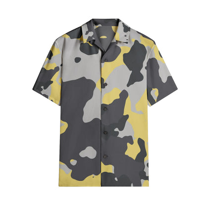 Men's Cotton Camo Shirt | Yellow, Black, & Silver Short-Sleeve