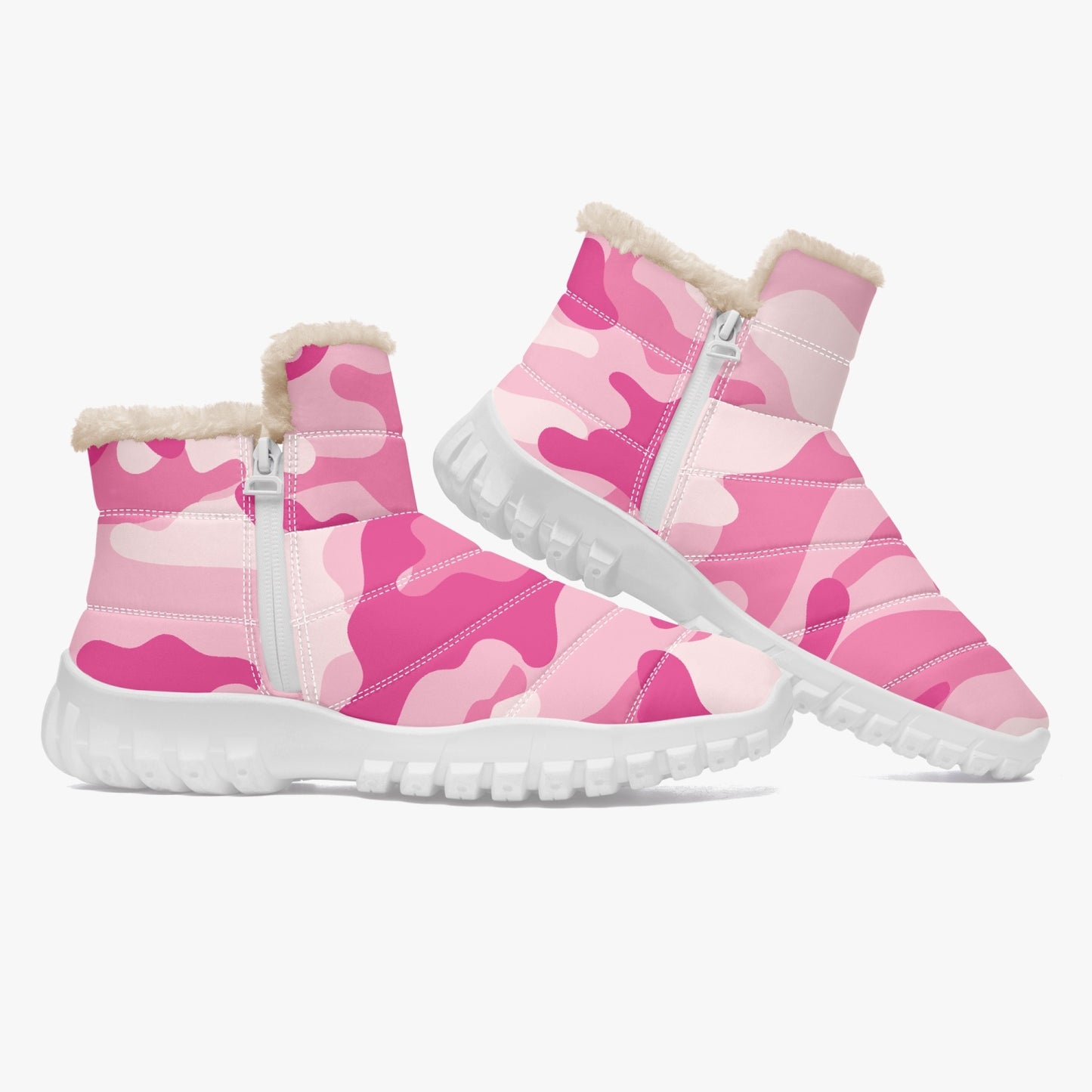 Camo Boots | Cotton-pad Fur Zipper Up | Lavender Pink