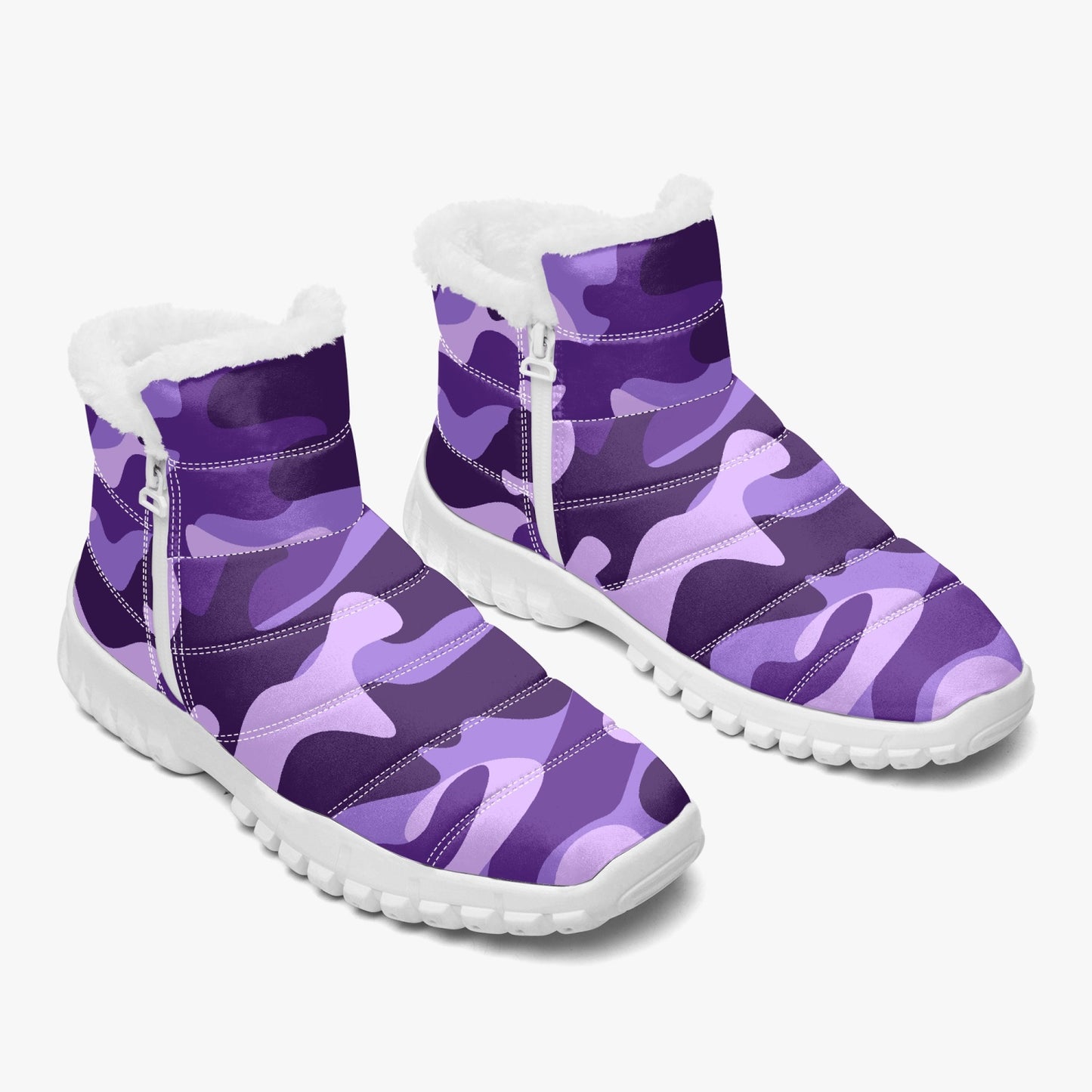 Camo Boots | Cotton-pad Fur Zipper Up | Purple and Blue