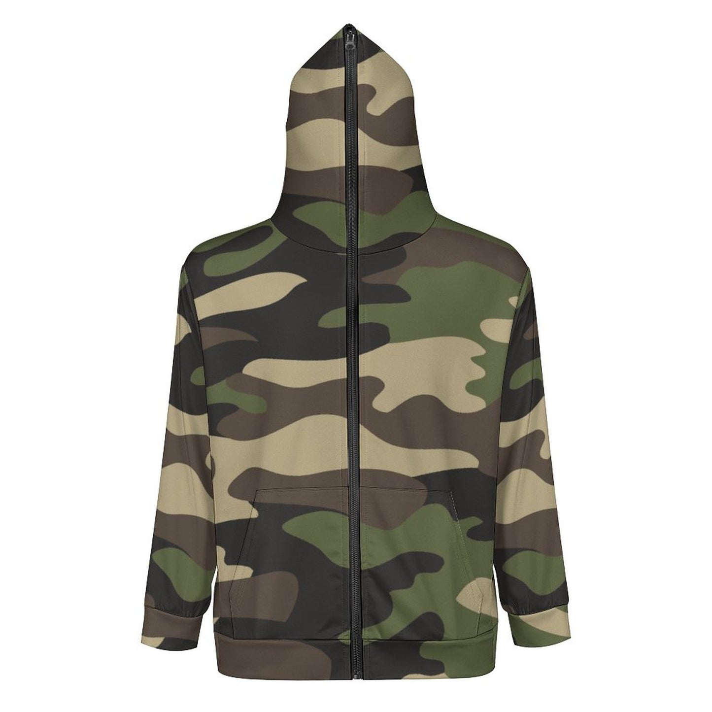 Zip up Camo Hoodie | Classic Green Camouflage