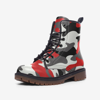 Camo Boots | Leather Camouflage in Red, Black, and White