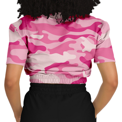 Camo Crop Top Sweatshirt | Lavender Pink Camouflage