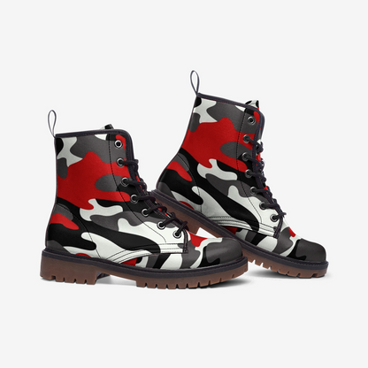 Camo Boots | Leather Camouflage in Red, Black, and White