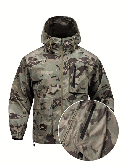 Men's Camouflage Hooded Zip Jacket: Multi-pocket, Loose Fit