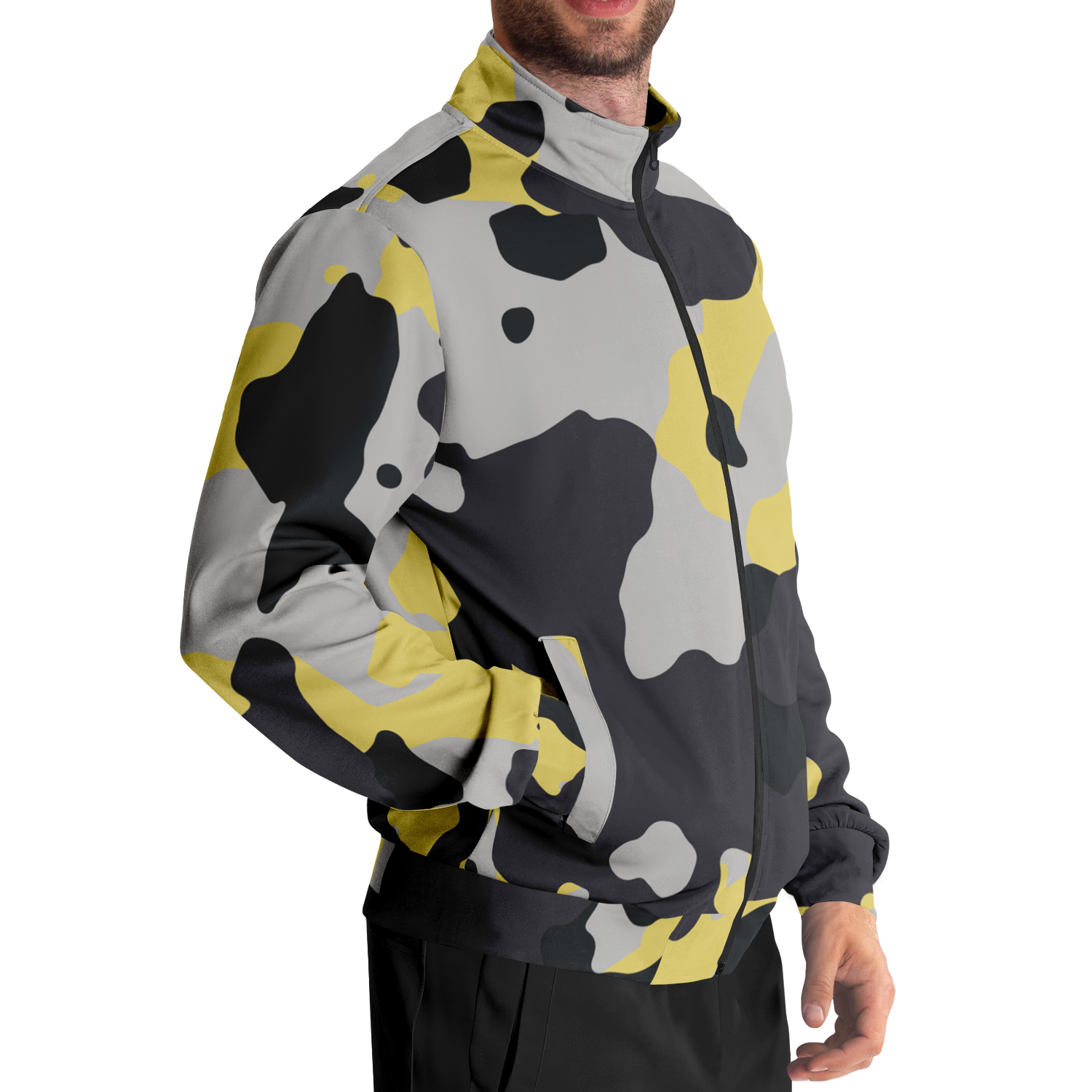 Camo Track Jacket | Yellow, Black & Silver Camouflage