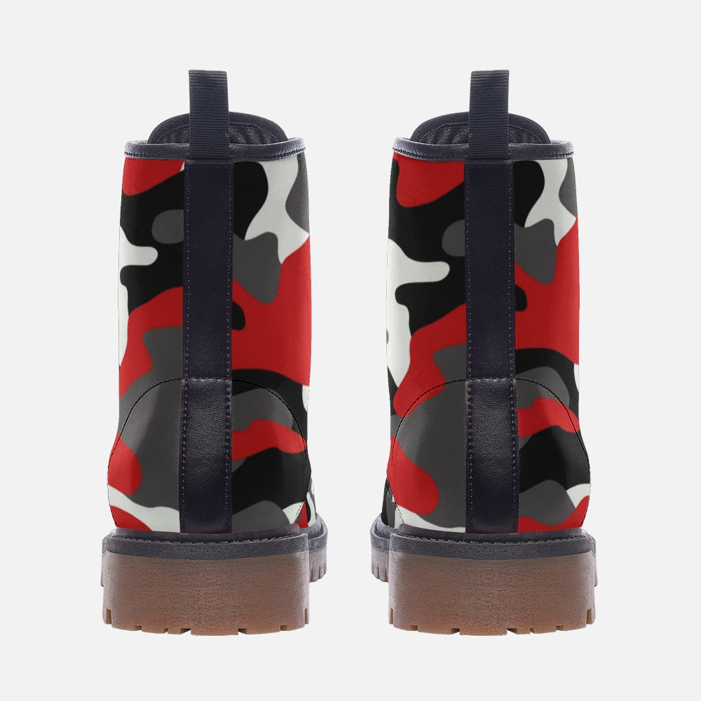 Camo Boots | Leather Camouflage in Red, Black, and White