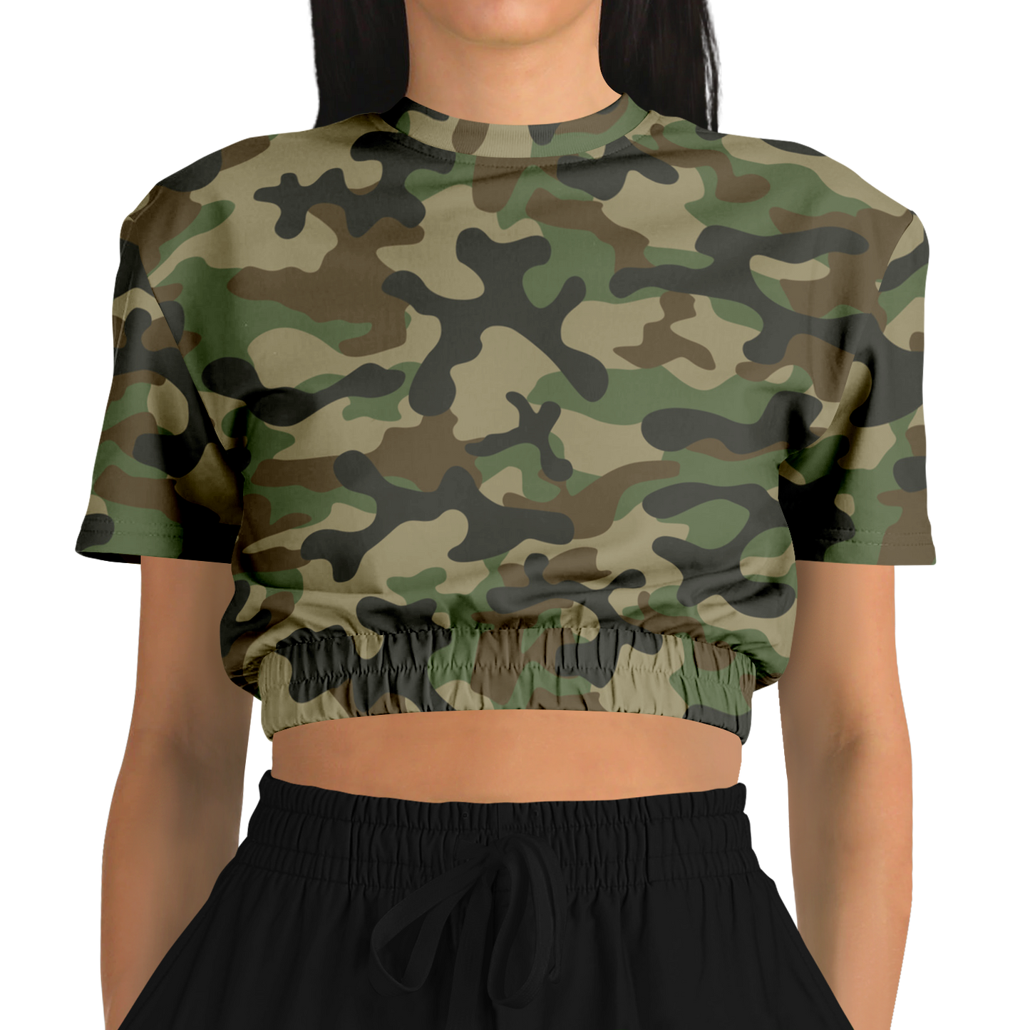 Camo Crop Top Sweatshirt | Military Brown Camouflage