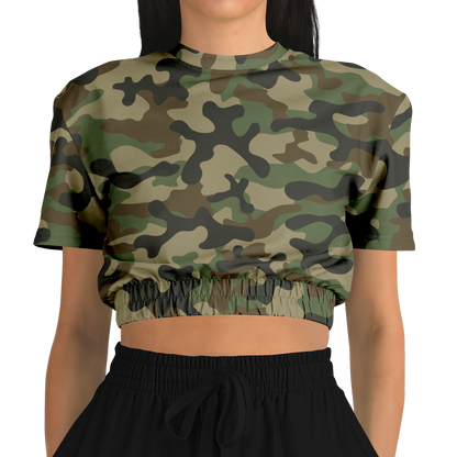 Camo Crop Top Sweatshirt | Military Brown Camouflage