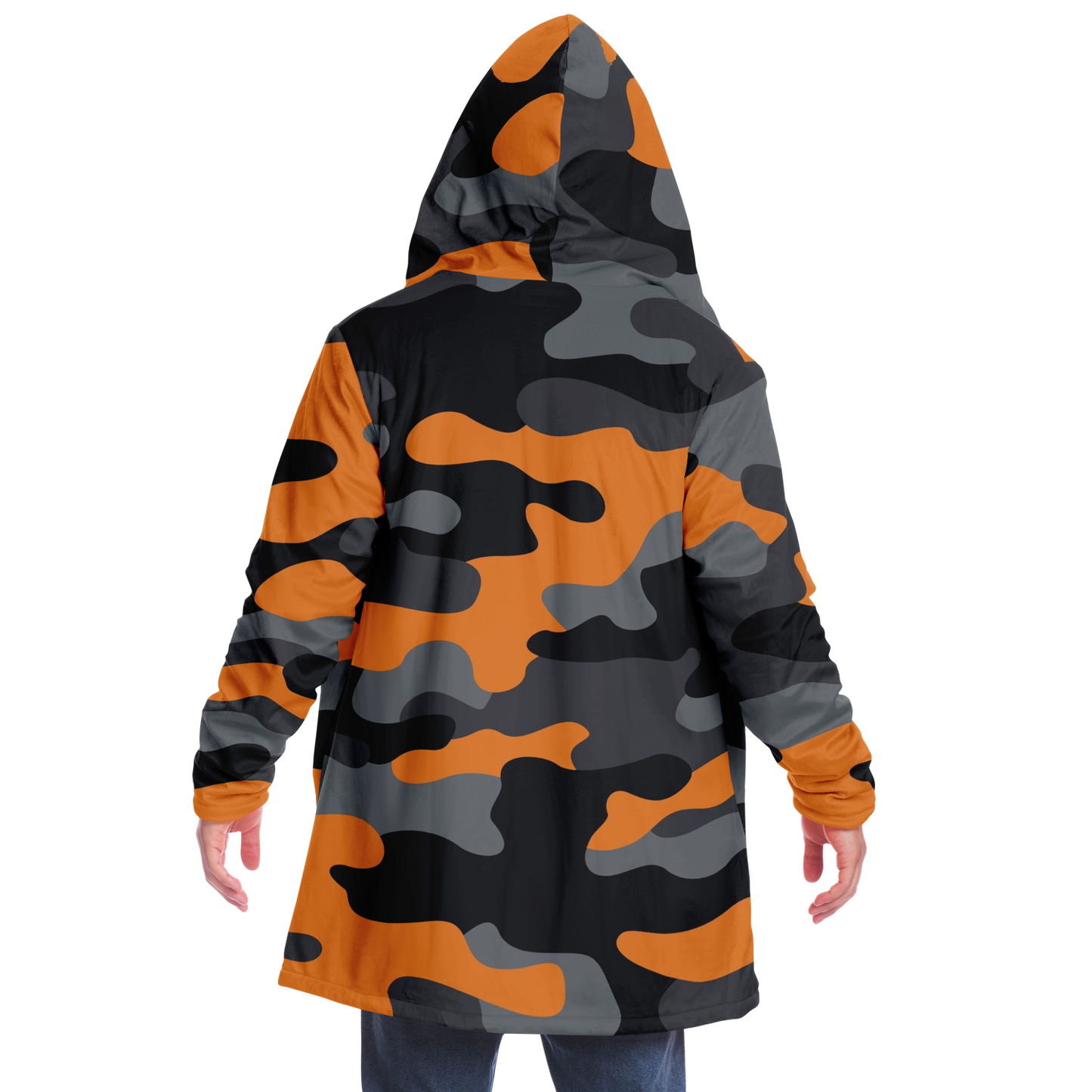 Camo Cloak | Orange, Black, & Gray Camouflage | Microfleece