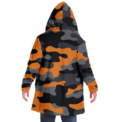 Camo Cloak | Orange, Black, & Gray Camouflage | Microfleece