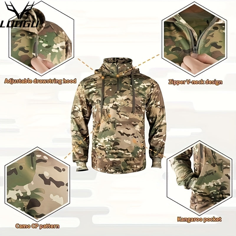 Camo Hunting Hoodie | Men's Wool Lined Warm Pullover