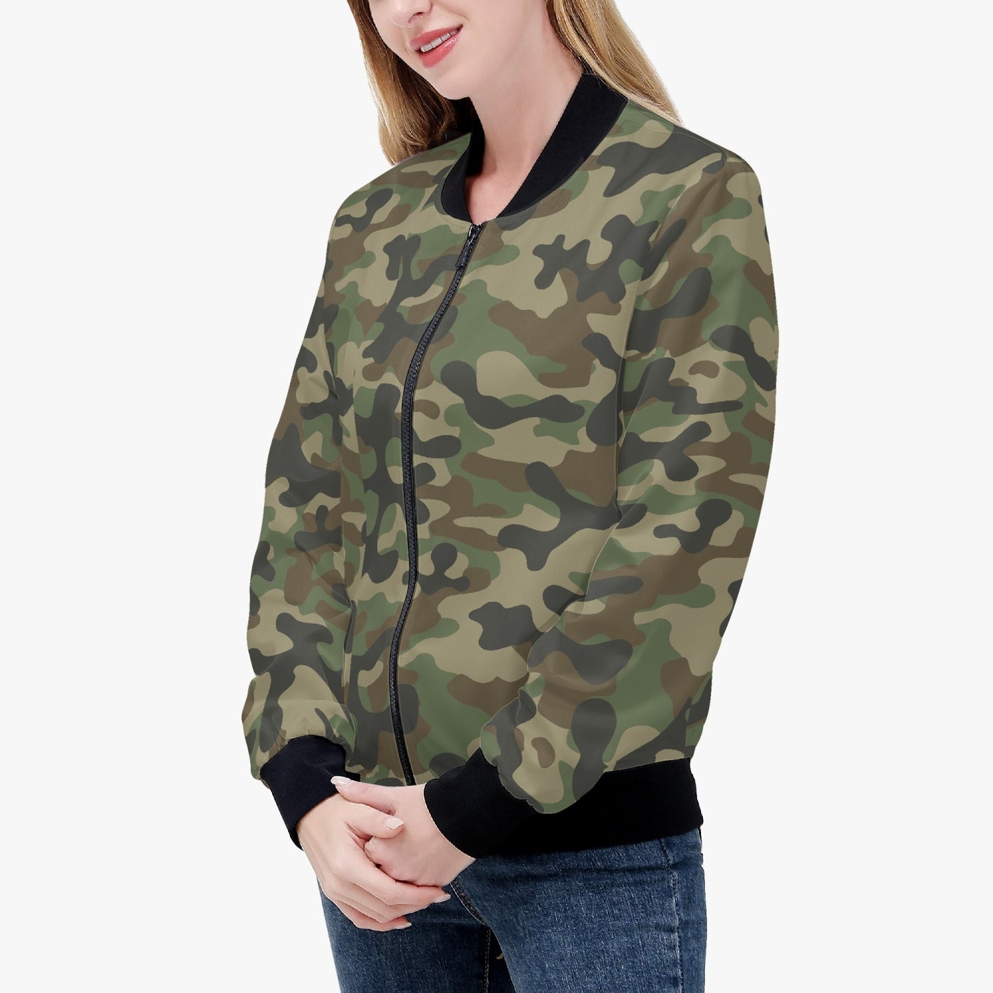 Women's Camo Bomber Jacket | Military Brown Camouflage