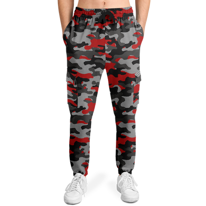 Red Camo Cargo Pants | Mixed Black and Gray Pixel Camouflage