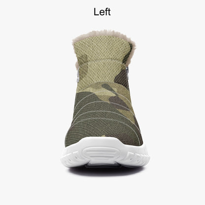 Camo Boots | Cotton-pad Fur Zipper Up | Green Fabric