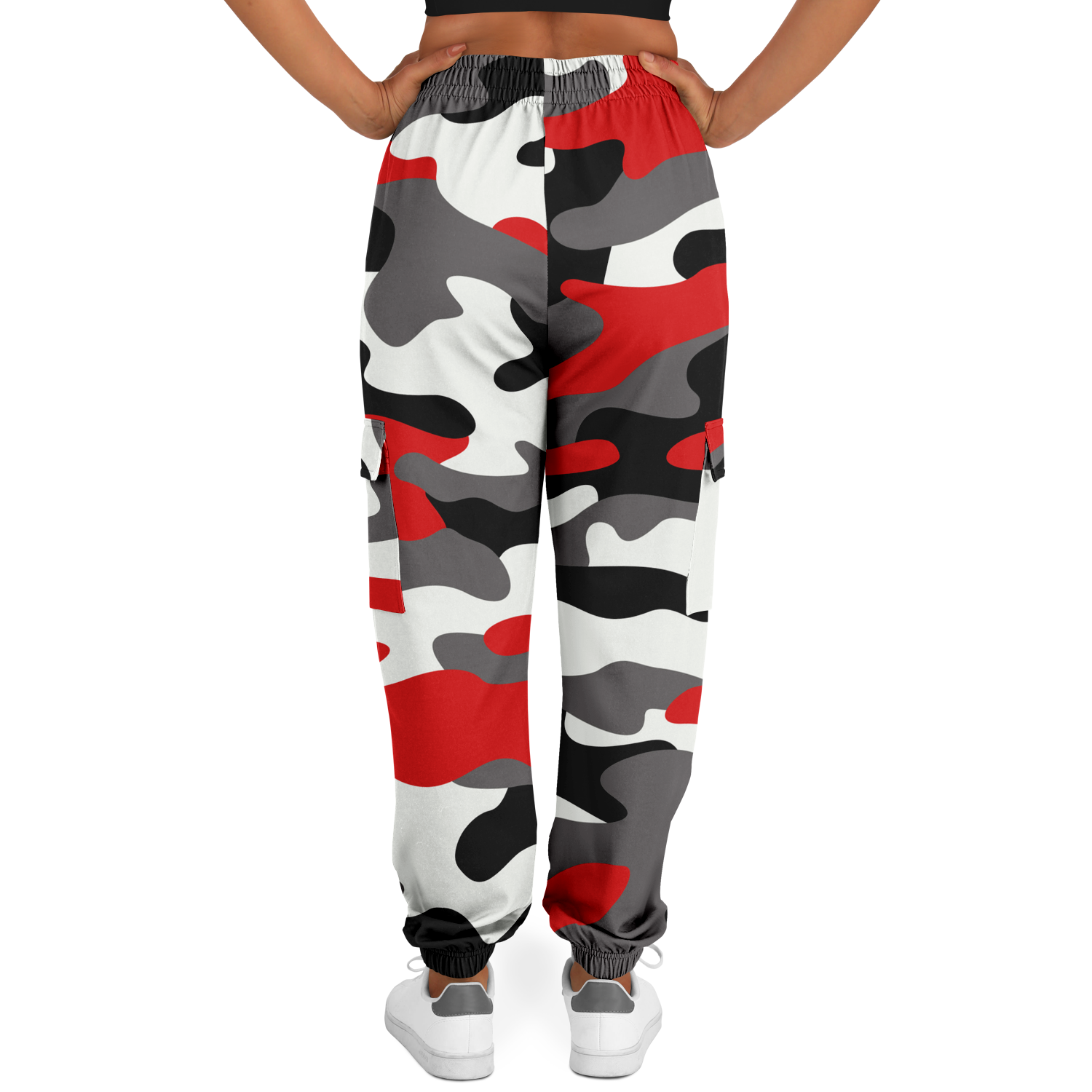 Camo Cargo Pants | Unisex | Red, Black & White Camouflage