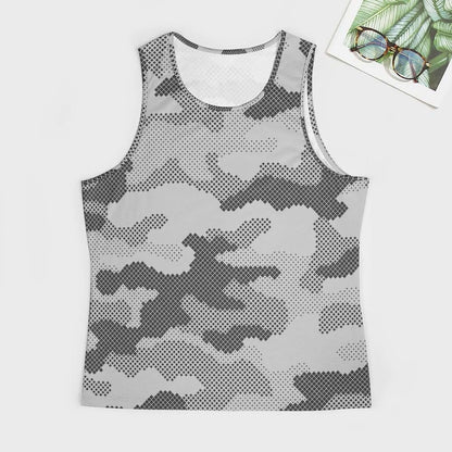 Camo Tank Top | Black & White Digital Dotted