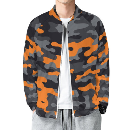 Camo Shirt | Raglan Zip-up | Orange, Black, and Gray