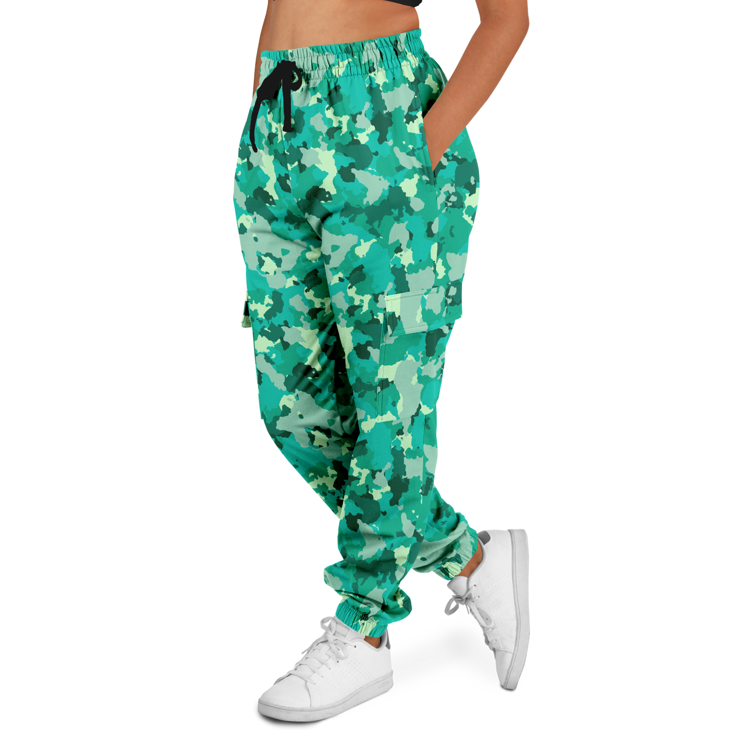 Cyan Green Camo Cargo Pants | Unisex