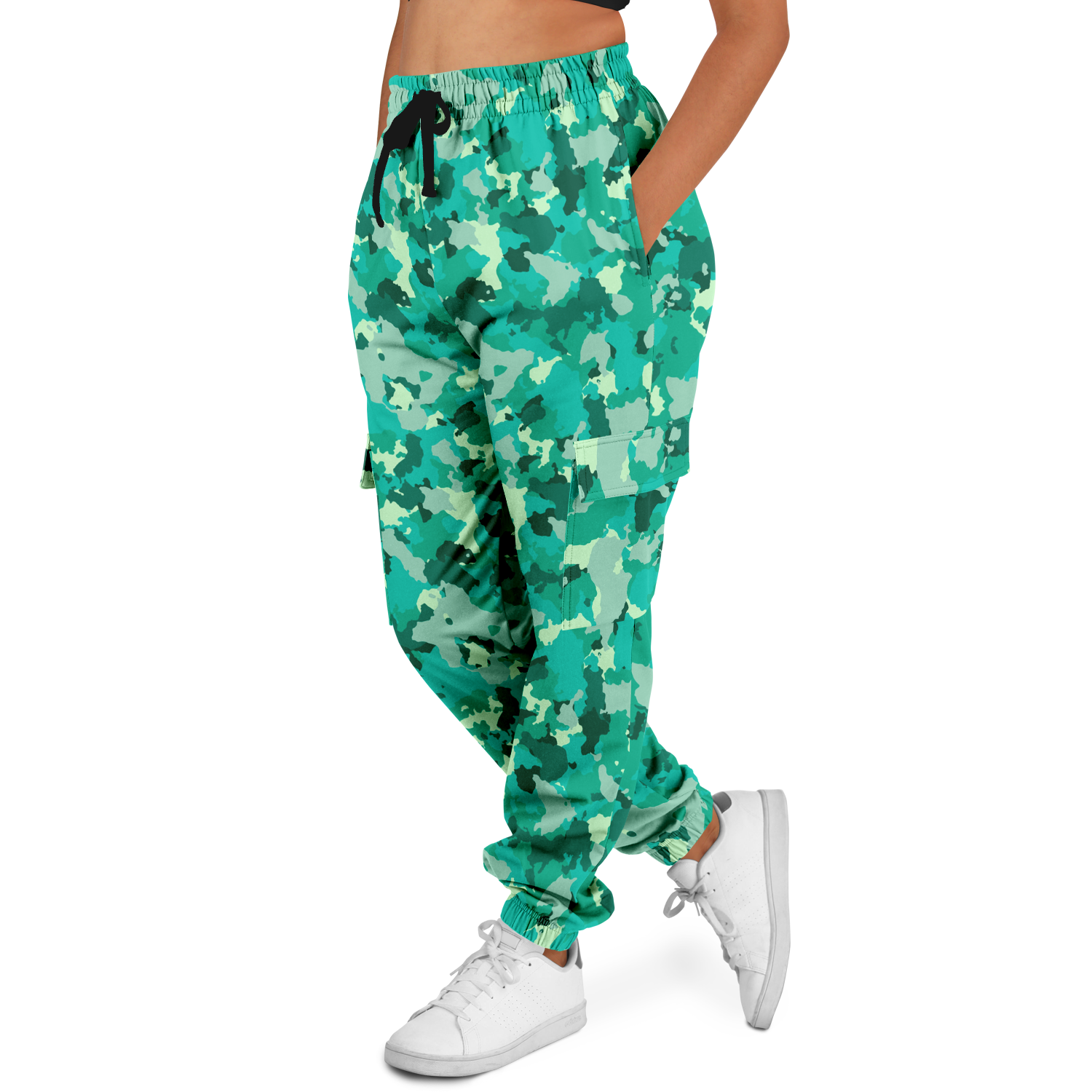 Cyan Green Camo Cargo Pants | Unisex