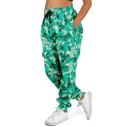 Cyan Green Camo Cargo Pants | Unisex