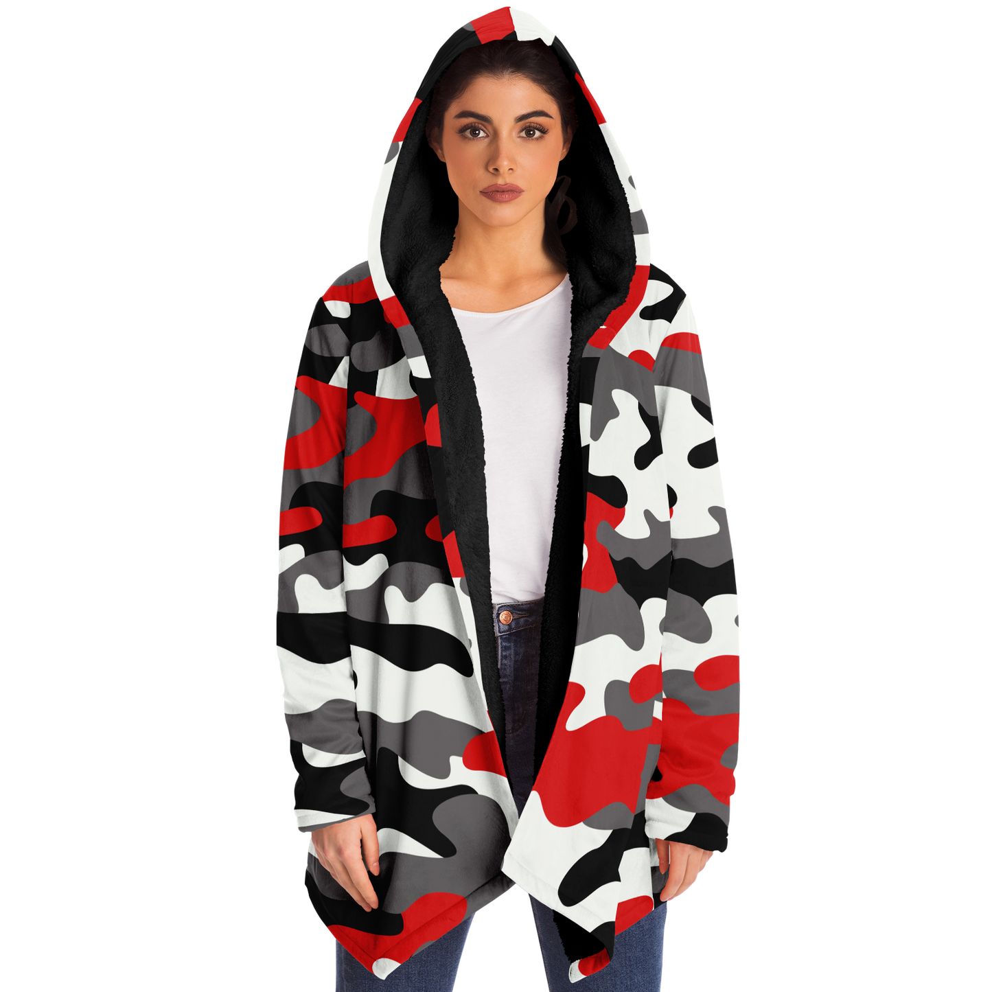 Camo Cloak | Red, Black, & White Camouflage | Microfleece