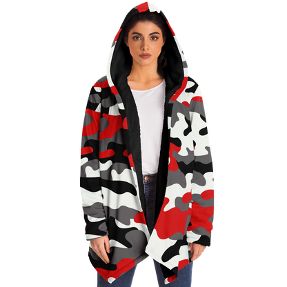 Camo Cloak | Red, Black, & White Camouflage | Microfleece