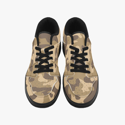 Camo Sneakers | Khaki Low-Top Leather Camouflage Shoes