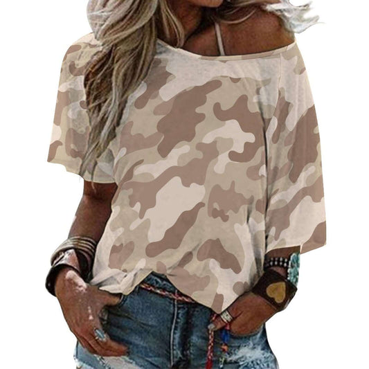 Off The Shoulder Top | Desert Brown Camo Shirt