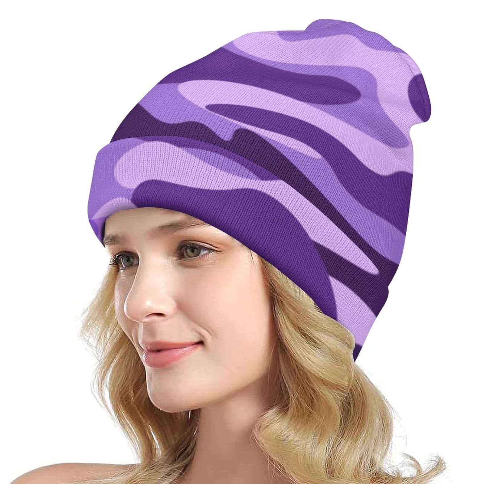 Camo Beanie | Purple, Blue & Mauve Camouflage