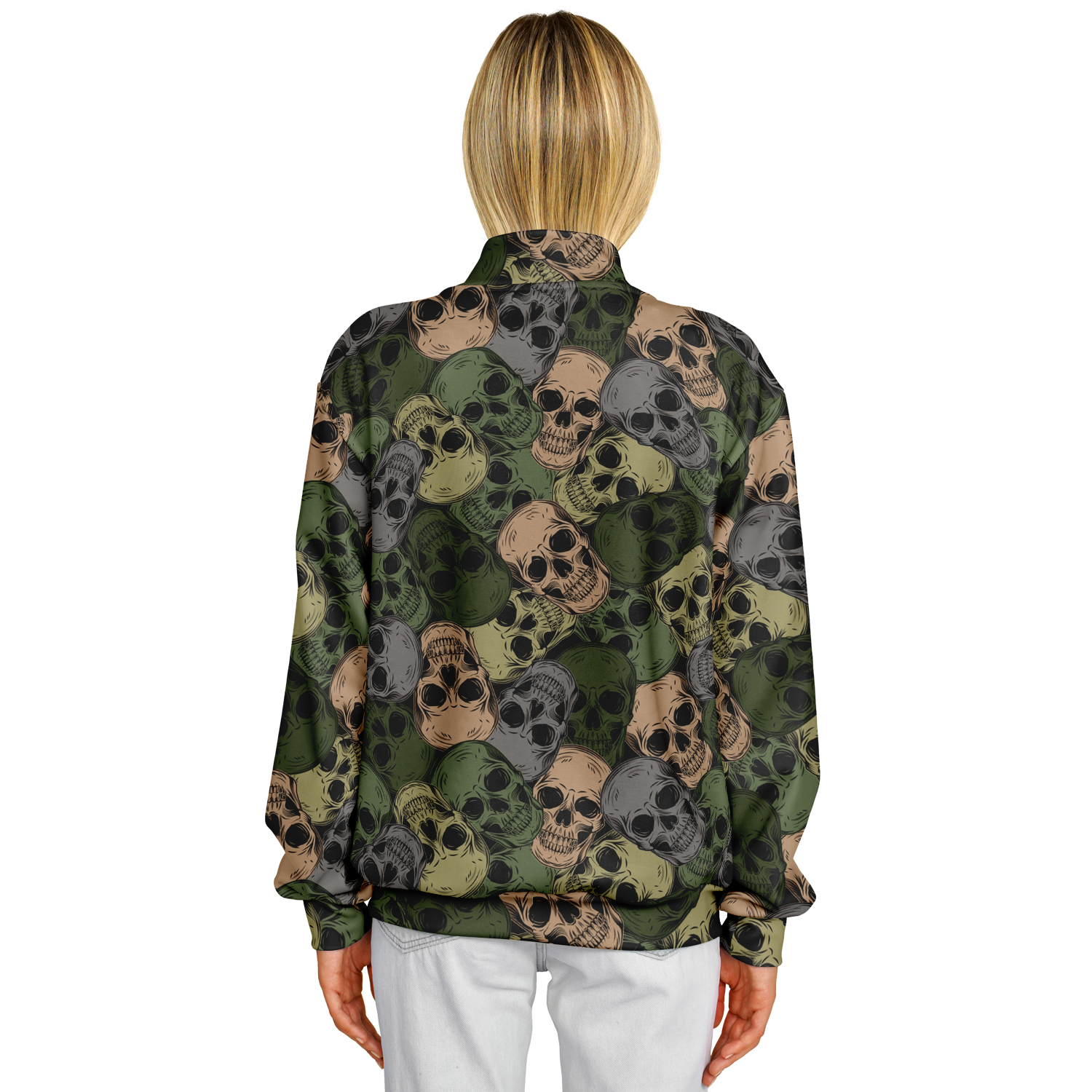 Skulls Baseball Jacket | Green & Grey Camo Inspired