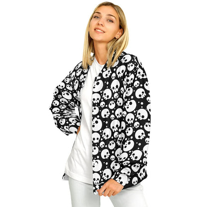 Skulls Baseball Jacket | Black and White | Heavyweight Coat